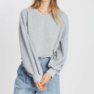 MINKPINK Cropped Bishop Sleeve Sweatshirt